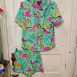 Vibrant Tropical Print Women's Pajama Set